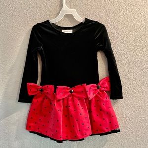 Bonnie Jean Youth Girls Christmas Holiday Party Dress Black Red Polka Dot Bows 5